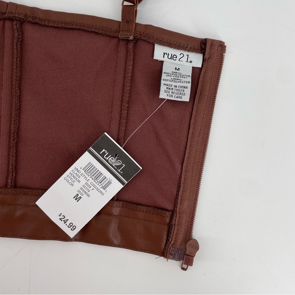 NEW Rue21 Structured Cropped Tank Top Brown Faux Leather M - Picture 4 of 4